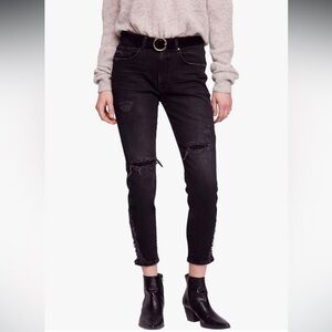 C26 Free People‎ Women's About A Girl High-Rise Ripped Skinny Jeans